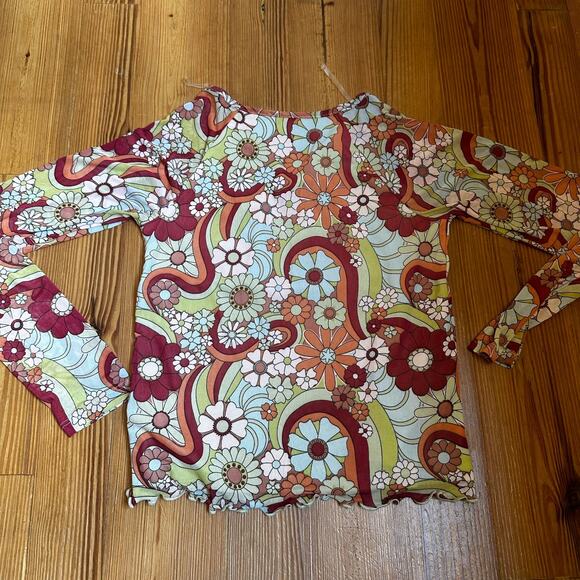 Art Class 70s floral pattern sheer long sleeve tee SIZE S - Picture 4 of 4